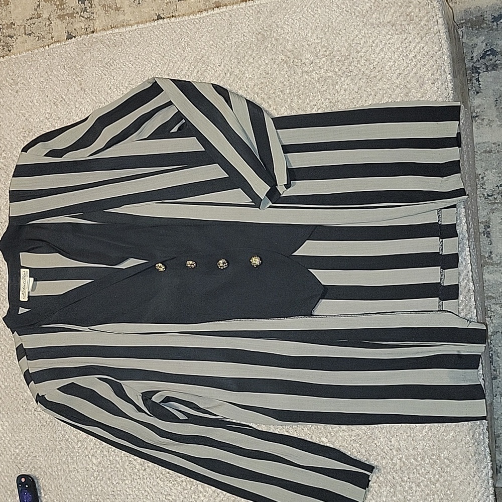 Michael Blair Vintage Blazer With Attached Vest Striped